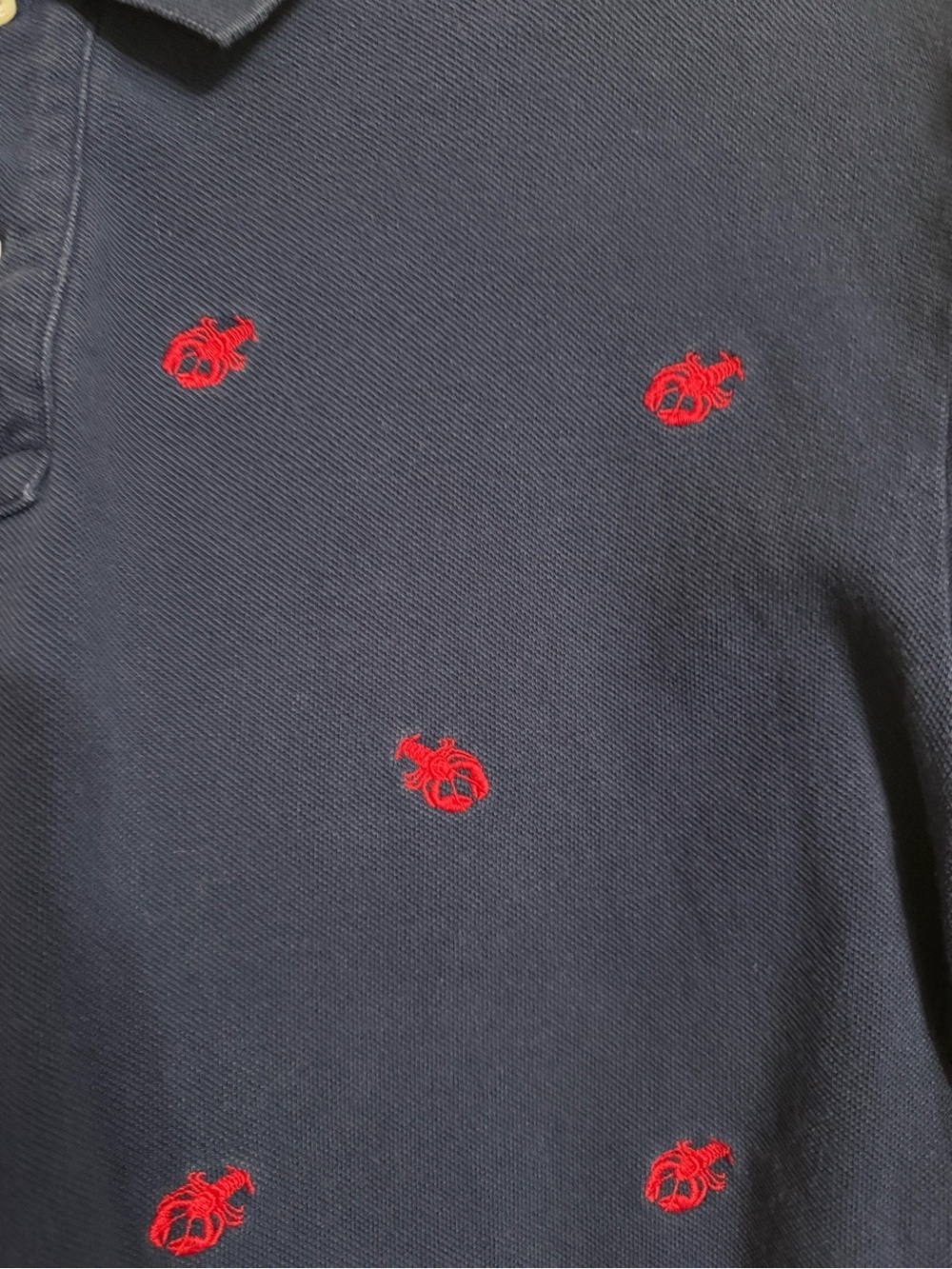 Polo Ralph Lauren Polo Shirt Mens XL Navy Custom Fit Lobster Embroidered Cotton - Picture 3 of 4